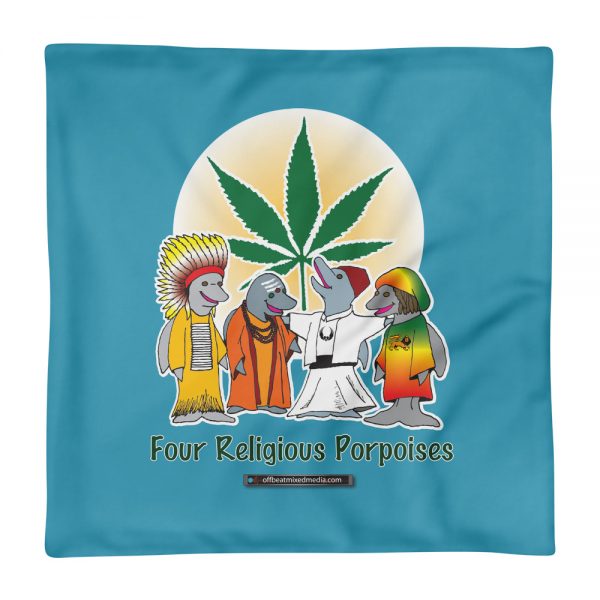 Offbeat Mixed Media Four Religious Porpoises Pillow Case - Image 2