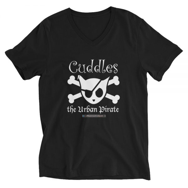 Offbeat Mixed Media Cuddles The Urban Pirate Jolly Roger Unisex Short Sleeve V-Neck T-Shirt