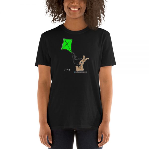 Offbeat Mixed Media Bunny Flies A Kite Unisex T-Shirt - Image 2