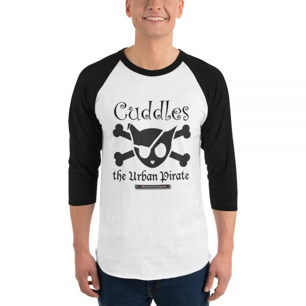 Offbeat Mixed Media Cuddles The Urban Pirate Jolly Roger 3/4 Sleeve Raglan Shirt - Image 5