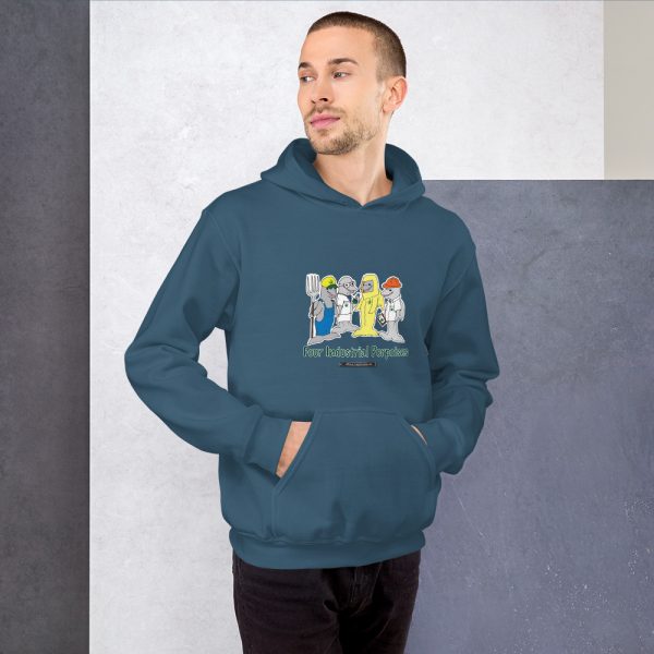 Offbeat Mixed Media Four Industrial Porpoises Hooded Sweatshirt - Image 4