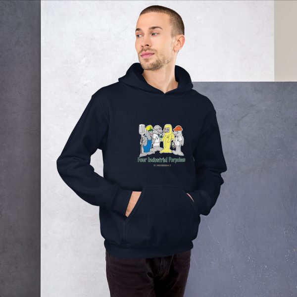 Offbeat Mixed Media Four Industrial Porpoises Hooded Sweatshirt - Image 3