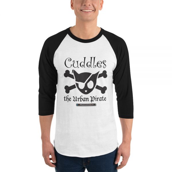 Offbeat Mixed Media Cuddles The Urban Pirate Jolly Roger 3/4 Sleeve Raglan Shirt - Image 4